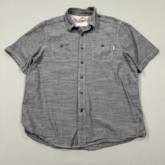 Woolrich Shirt Mens XL Gray Short Sleeve Button Pocket Logo Outdoor Work Casual - Picture 1 of 8